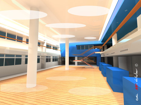 Conception et illustration de l'am&eacute;nagement de la CAF de Valenciennes pour Olivier Parent Architecte