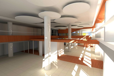 Conception et illustration de l'am&eacute;nagement de la CAF de Valenciennes pour Olivier Parent Architecte